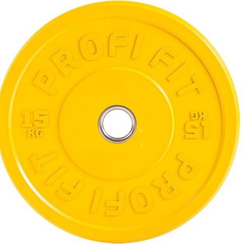 Диск для штанги каучуковый, цветной D51 мм PROFI-FIT 15 кг