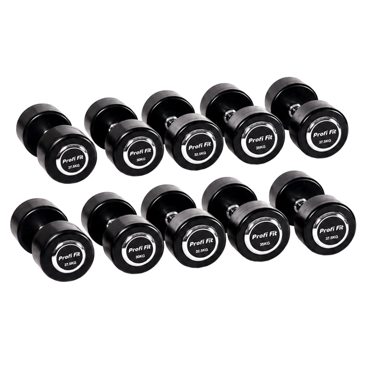 Гантельный ряд профессиональный (шаг 2,5 кг, 5 пар) PROFI-FIT 27,5-37,5 кг