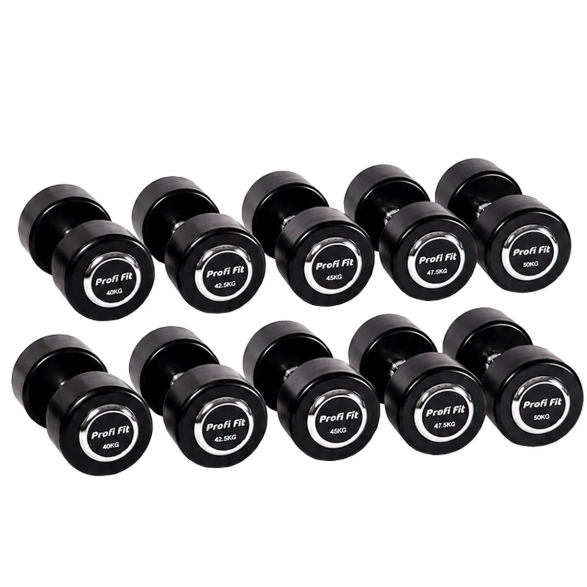 Гантельный ряд профессиональный (шаг 2,5 кг, 5 пар) PROFI-FIT 40-50 кг