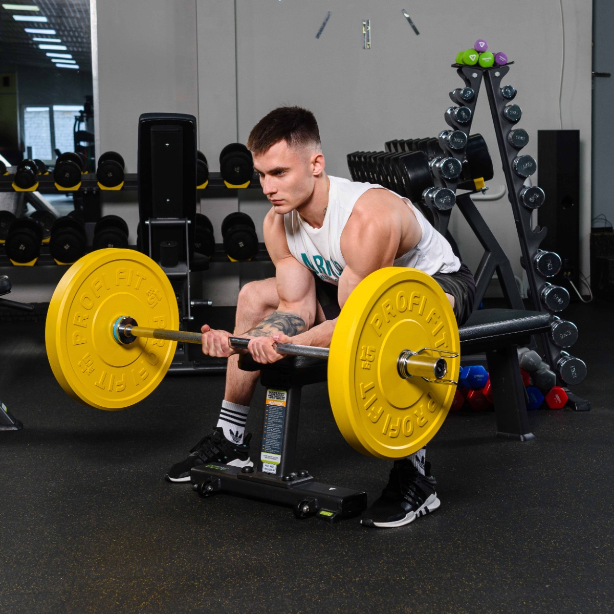 Диск для штанги каучуковый, цветной D51 мм PROFI-FIT 15 кг — изображение 5
