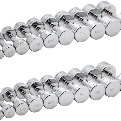 Гантельный ряд хромированный (шаг 1 кг, 10 пар) PROFI-FIT 1-10 кг