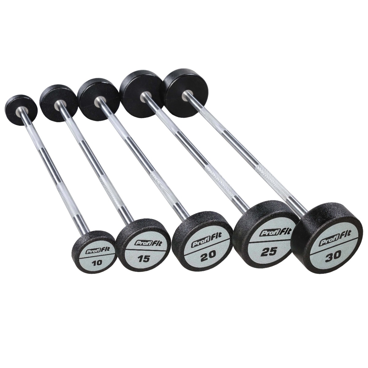 Набор прямых полиуретановых штанг (шаг 5 кг, 5 шт) PROFI-FIT 10-30 кг