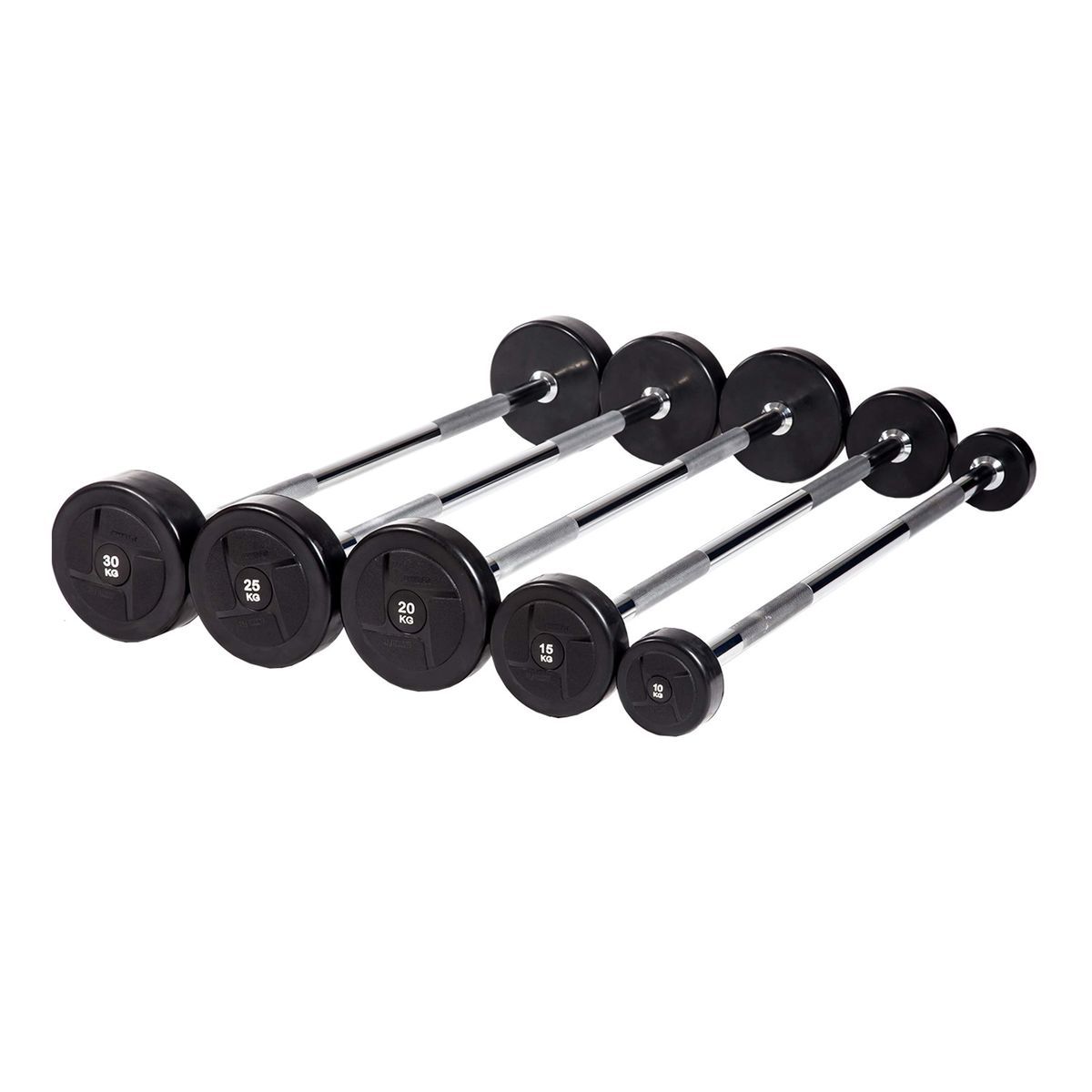 Набор прямых обрезиненных штанг (шаг 5 кг, 5 шт) PROFI-FIT 10-30 кг