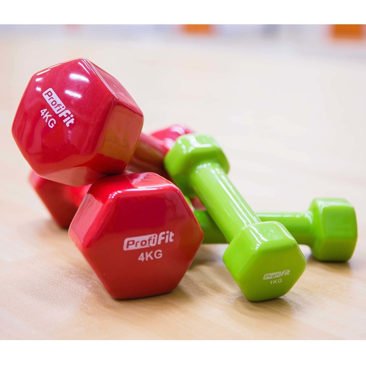 Гантель в виниловой оболочке, шестигранник PROFI-FIT 1 кг, зеленая — изображение 3