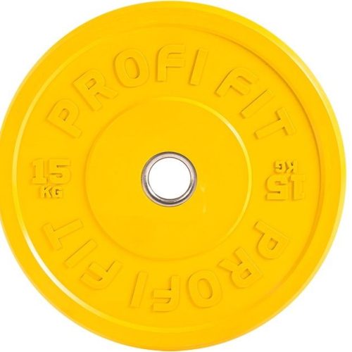 Диск для штанги каучуковый, цветной D51 мм PROFI-FIT 15 кг