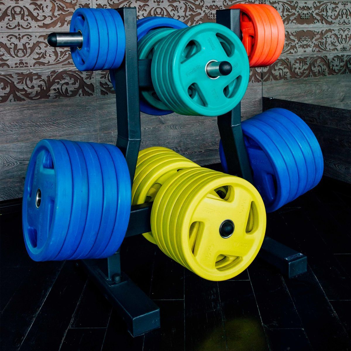 Диск обрезиненный (четыре хвата, цветной) D51 мм PROFI-FIT 10 кг — изображение 2