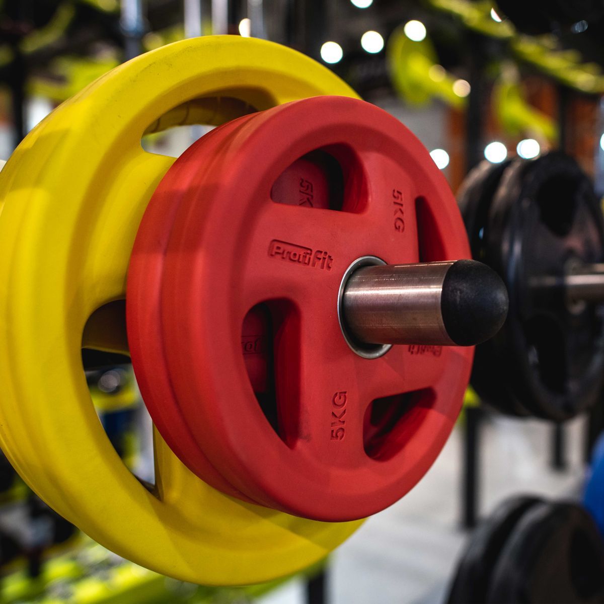 Диск обрезиненный (четыре хвата, цветной) D51 мм PROFI-FIT 5 кг — изображение 2