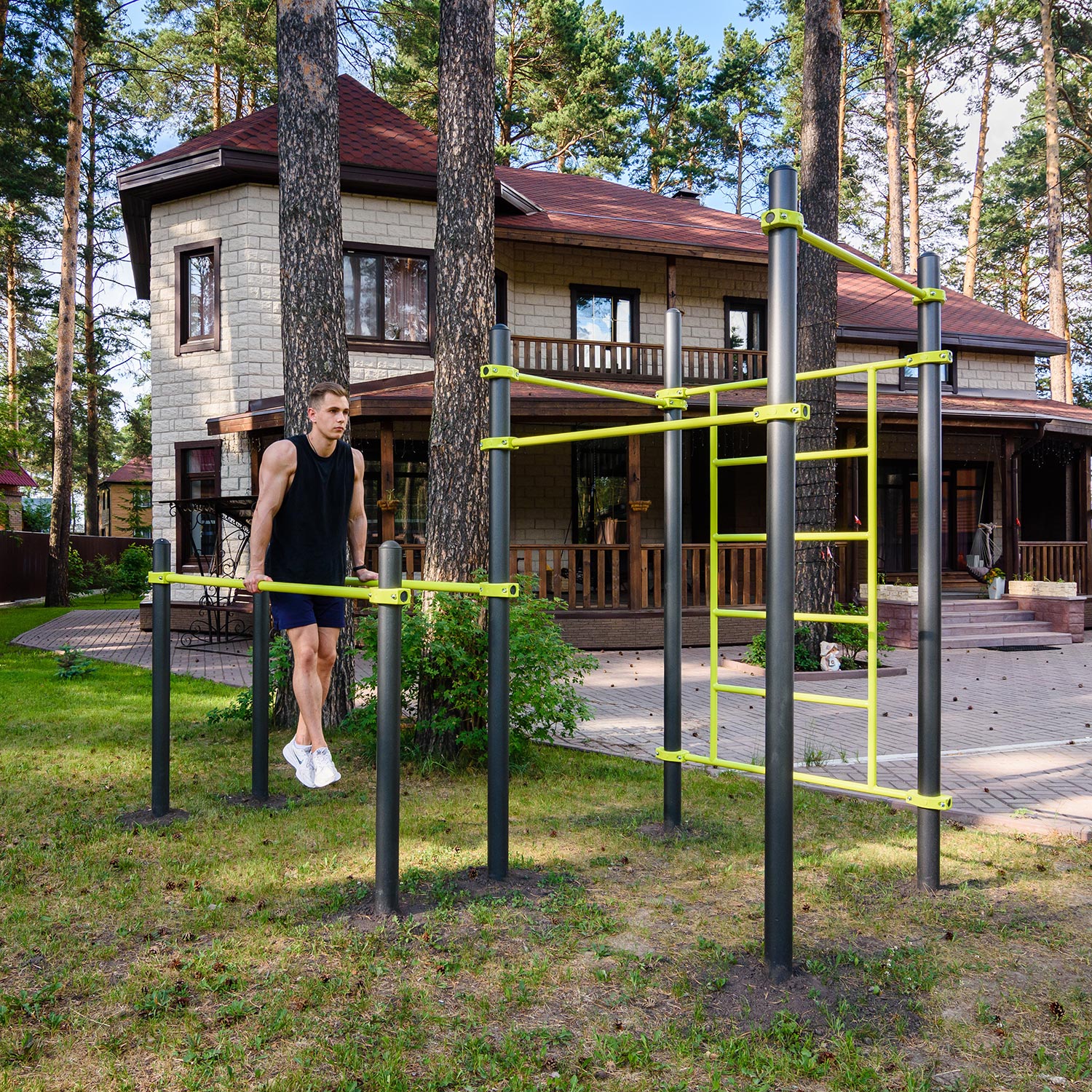 W217 Воркаут (брусья, 3 перекладины, шведская стенка) ZAVODSPORTA — изображение 3