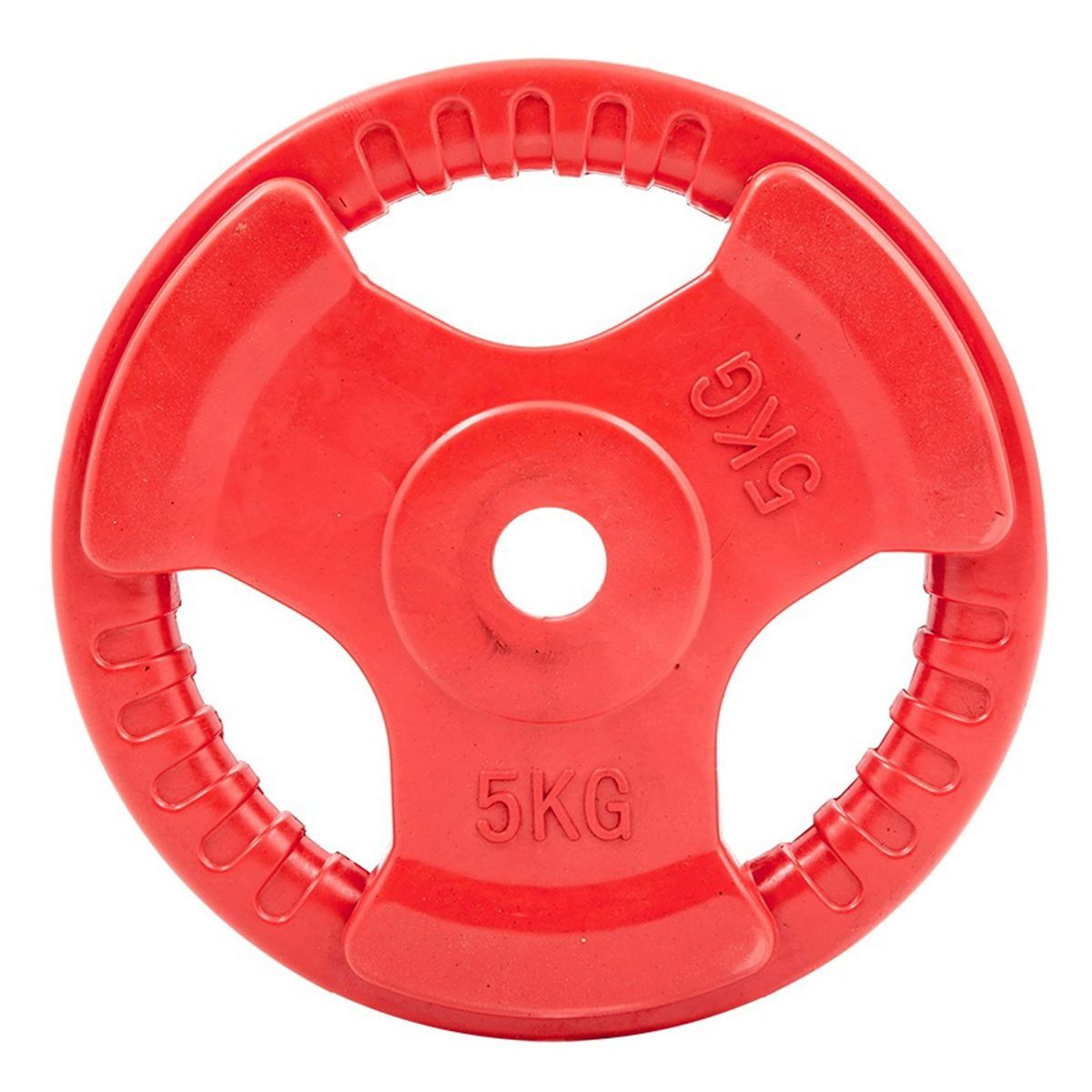 Диск обрезиненный (три хвата, цветной) D26 мм PROFI-FIT 5 кг